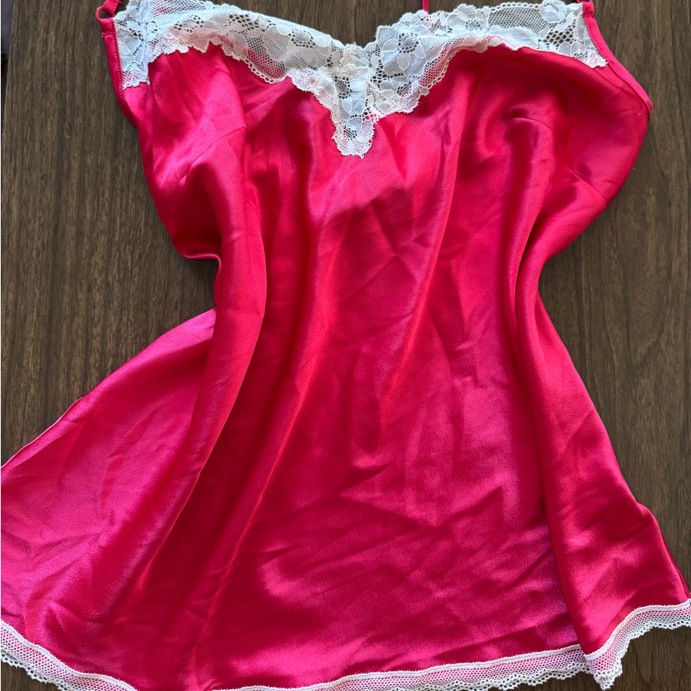Victoria's Secret Red Chemise with White Lace